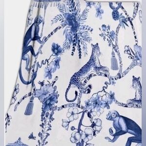 Chinoiserie Grandmilenial Botanical Toile Floral Blue Curtains 53"X98"